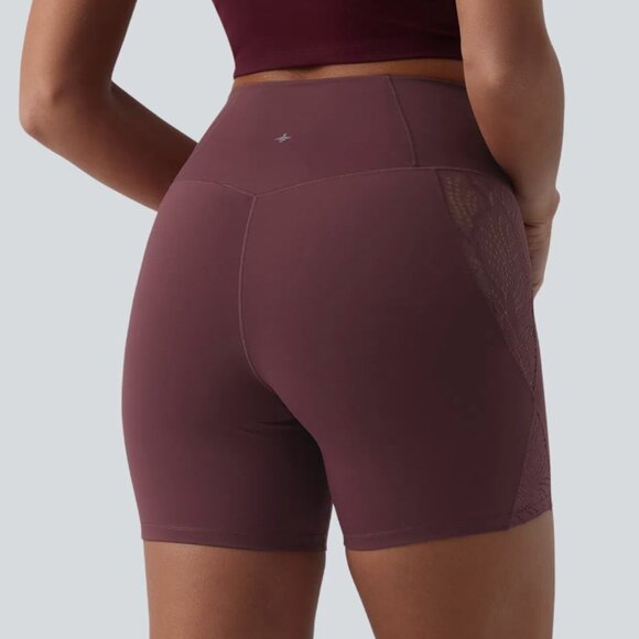 Halara SoftlyZero™ High Waisted Crossover Pocket Yoga Biker Shorts 5'' UPF50 - Picture 4 of 7